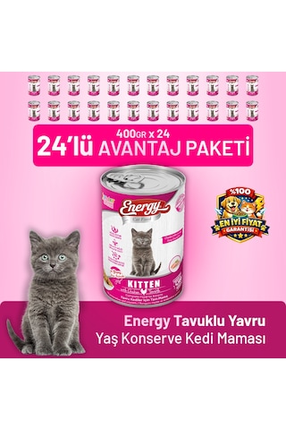 Energy Tavuklu Yavru Yaş Kedi Maması 400 G - 24 Adet