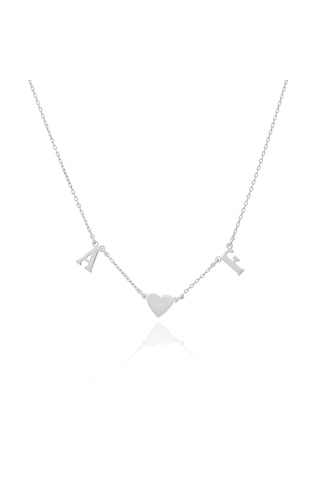 925 Ayar Gümüş İki Harf Bir Kalp Kolye 30-60 Cm Zincirli Gold Silver Rose Minimalist Tasarım Gümüş