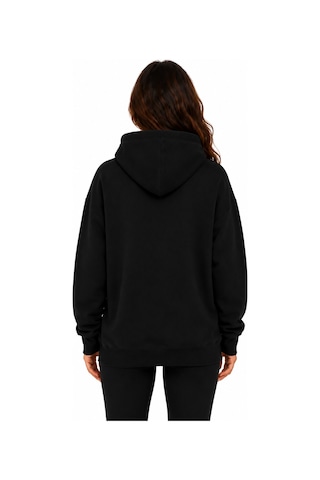 Herkesemoda Renkli Kurdeleler Baskılı Kapüşonlu 2 İplik Şardonlu Sweatshirt Siyah