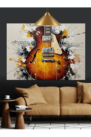 Soyut Gitar Sanat Boyama Dekoratif Kanvas - Mdf Ahşap Tablo