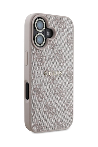 Apple Uyumlu iPhone 16 Plus Guess Lisanslı 3'lü Aksesuar Seti Kılıf-ekran Koruyucu-lens Koruyucu Pembe
