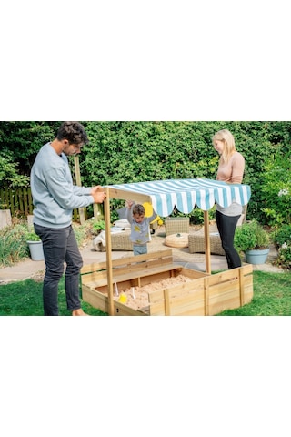 Plum Gölgelikli Ahşap Kum Havuzu Çok Renkli