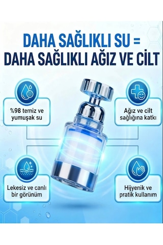2 Adet Musluk Ucu Filtre Mutfak Ve Lavabo Için Açık Gri