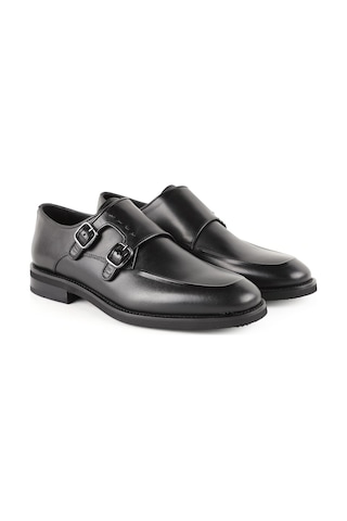 Libero Erkek Klasik Ayakkabı Hakiki Deri Çift Tokalı Double Monk Strap Hafif Esnek Eva Taban Takım Elbise L5726 Siyah