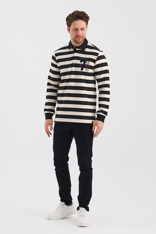 Alexander Gardi Alexandergardı Polo Yaka Nakış Aplikeli Çizgili Regular Fit Sweatshırt Wk25214 001