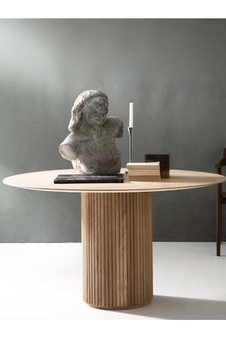 Breeze Yuvarlak Ahşap Bohem Masa 120x120 Beyaz