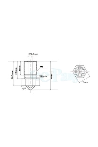 3D Printer / Yazıcı Extruder V5 V6 Nozzle M6 Diş - 0.5Mm (3.00) X