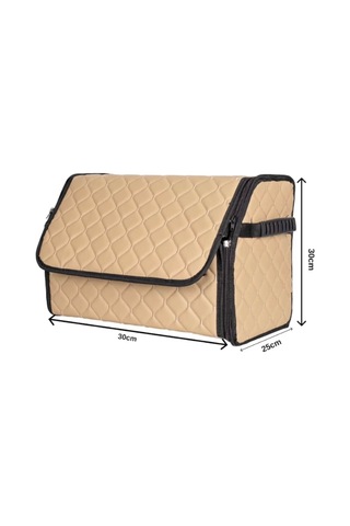 Oto Bagaj Organizeri Kapitone Deri Çanta Krem Renk