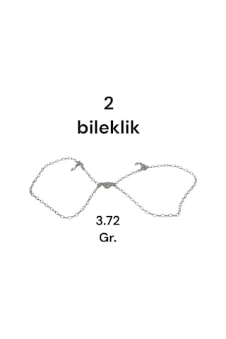 Gümüş Mıknatıslı Yarım Kalp Çift Bileklik Romantik, Ayarlanabilir Gümüş