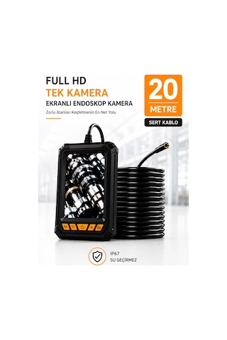 20 Metre Tek Kameralı Endoskop Kamera 1080p Hd Led Aydınlatmalı Sert Kablolu Yeni Kamera-1080p