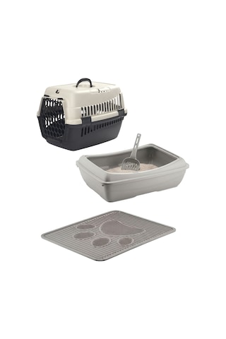 Açık Kedi Tuvaleti + Paspas + Taşıma Çantası 3'lü Set
