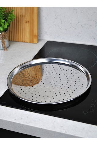 29 Cm Paslanmaz Çelik Pizza Tepsisi Sarma Dolma Altlığı Delikli L Gümüş