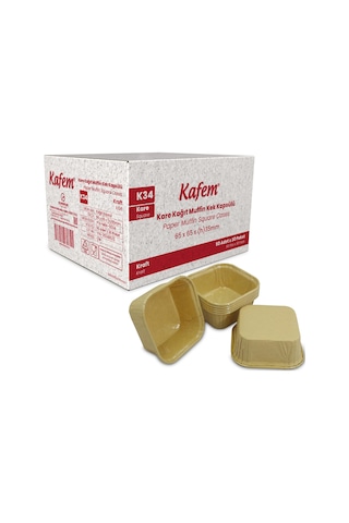 Kafem Muffin Kek Kapsülü Kare Kraft 50li X 30 Paket Koli - K34 Sarı