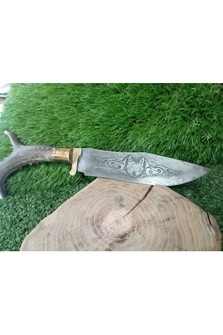 Tctknives Damascus Serisi El Yapımı Av Kamp Bıçağı Boynuz Kabzeli G Kahverengi