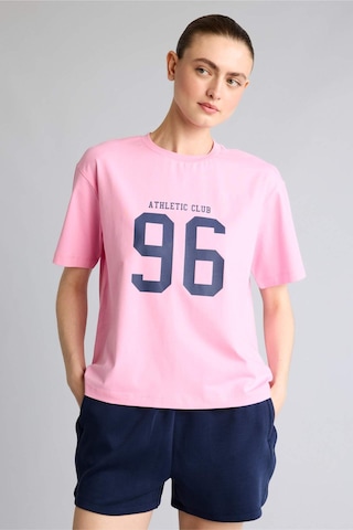 Defacto Comfort Fıt Bisiklet Yaka Baskılı Sporcu Kısa Kollu Tişört H8517ax26smpn82 Pembe-pn82