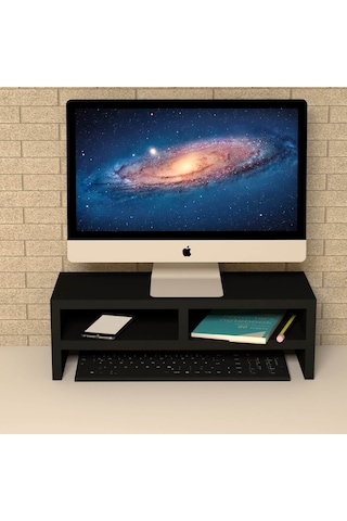Emkawood Eliz Monitör Yükseltici Labtop Sehpası Siyah
