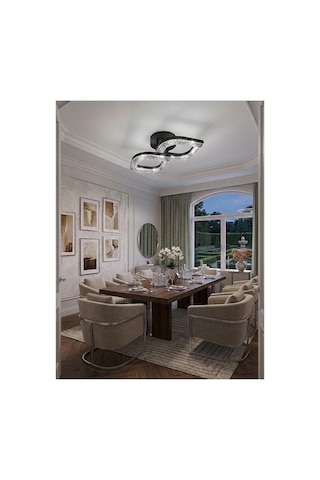 LumiaLighting Yonca Model 2"li Siyah 3 Renk Modu Ledli Modern Tavana Sıfır Salon Mutfak Çocuk Yatak Odası Led Avize