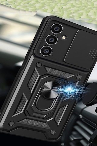 Samsung Galaxy Uyumlu S24 Kılıf Pars Lens Sürgülü Yüzüklü Standlı Korumalı Kılıf
