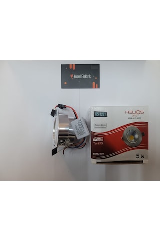 Helios 5 Watt Krom Kasa Beyaz Işık Trafolu Soğutmalı Cob Led Spot 10 Lu Paket Saten - Krom