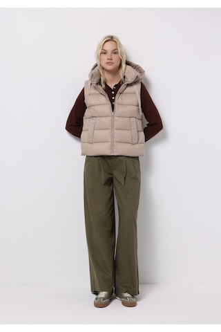Colin's Colins Regular Fit Kapüşonlu Fermuarlı Astarlı Çıkarılabilir Kapüşonlu Kadın Bej Yelek Cl1075668 Q1.v1 Beı Bej
