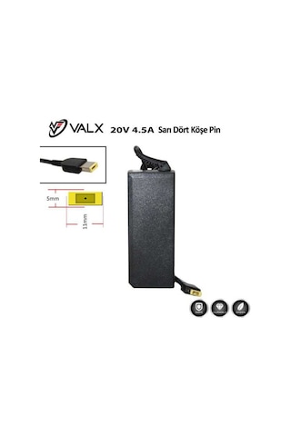 Valx La-20075  20V 4.5A 90W  Sarı Dörtköşe Pin  Adap.