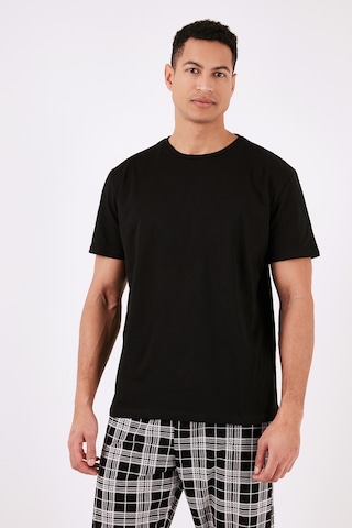 Buratti Ekoseli Pamuklu Regular Fit Kısa Kollu Erkek Pijama Takımı 6572006 Siyah