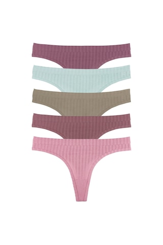 Sensu Kadın Fitilli Soft Renkler 5'li Tanga Külot Set - Kts3052 Karışık.