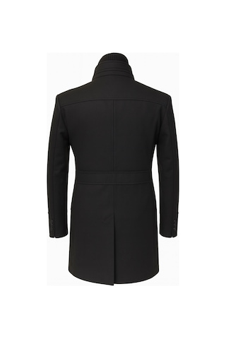 Erkek Slim Fit Kaşe Kaban Çıkarılabilir Ribanalı Fermuarlı Yaka, S Xxl Siyah