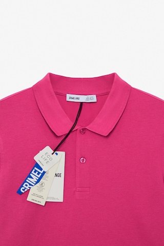 Grimelange Skyloom Erkek %100 Pamuk Kısa Kollu Regular Fit Fuşya Polo Yaka T-shirt Fuşya