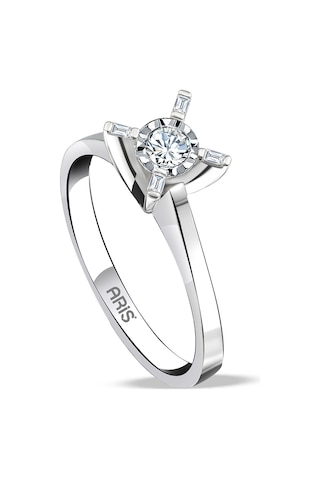 Ariş 0.06 Karat Pırlantalı Baget Tektaş Yüzük