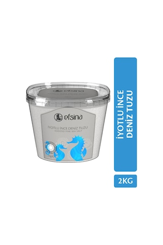 Efsina İyotlu İnce Deniz Tuzu Rafine Edilmemiş Tuz Aile Boyu 2 KG