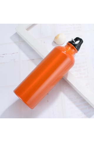 Alüminyum Yuvarlak Kantin Su Şişesi - Seyahat Sporları İçin Spor Su Şişesi Kamp Yürüyüşü Kanca Taşınabilir Bpa Ücretsiz 25 Oz, Turuncu Turuncu