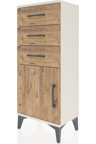 Arges Komodin Tek Raflı 3 Çekmeceli Tek Kapaklı 44x30x106 Aytaşı-çam Aytası
