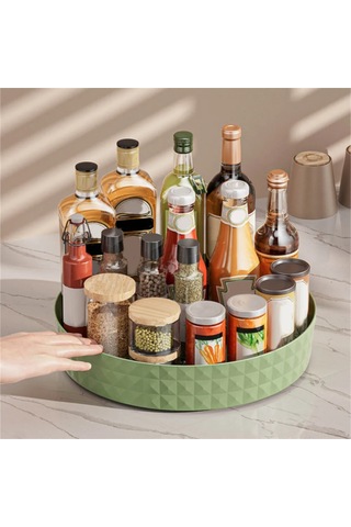 Honmex 22.5 Cm Kare Döner Tepsisi - Çeşitli Kullanimlı Baharat/ Kozmetik/ Ofis Malzemeleri Düzenleyici Organizer Yeşil