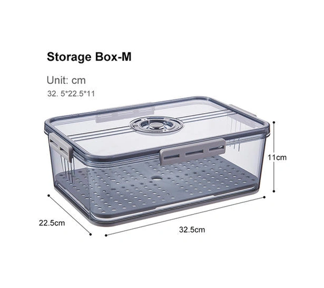 1 Adet Gri Plastik Buzdolabı Depolama Buzdolabı Organizatör Konteyner Sebze Meyve Et Gıda Sınıfı Buzdolabı Mutfak Depolama Konteyner Şişeler, Jars & Amp Kutular 2