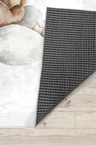 Ayıcıklı Bambu Çocuk Halısı Beyaz