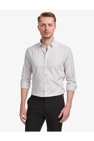 Pierre Cardin Erkek Açık Gri Gömlek Desenli 50325355-vr001