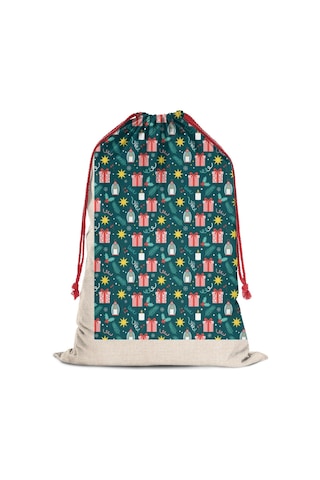 Büyük Noel Baba Hediye Çantası, Pamuklu Kordonlu, Yeniden Kullanılabilir Noel Hediye Feneri