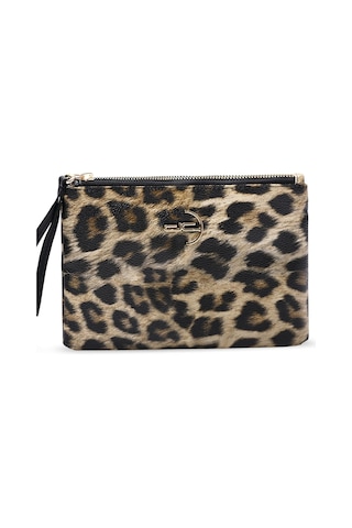 Deri Company Kadın Basic Clutch Çanta Leopar Desen Taba Siyah (4031-T) 214030 Taba