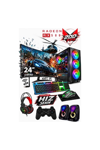 J-tech Ryon i5-9400F 32 GB 512 GB SSD 8 GB RX580 24" Free Dos Curved Masaüstü Bilgisayar