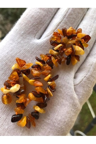 Doğal Kaya Damla Kehribar Bileklik 8 Gram Çok Renkli