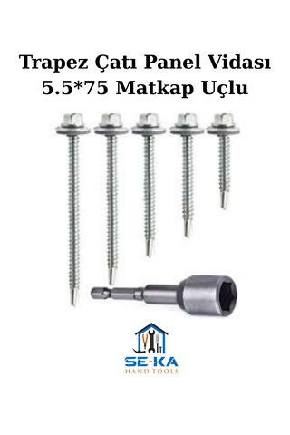 Trapez Çatı Panel Vidası 5.5 75 Matkap Uçlu 300 Adet 5.5 x 75 MM