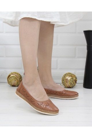 Nesil Shoes Syg P24 Taba Hakiki Deri Kadın Ayakkabı-taba Taba