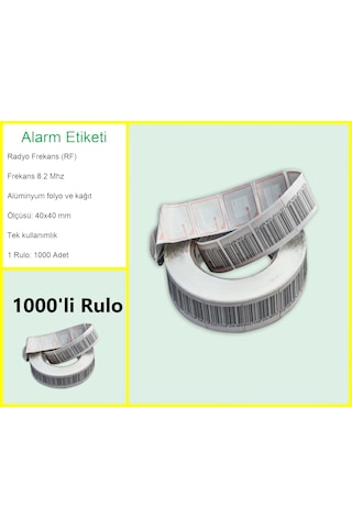 4x4 Cm Barkodlu Alarm Etiketi Rf Radyo Frekans 1 Rulo: 1000'li Rulo