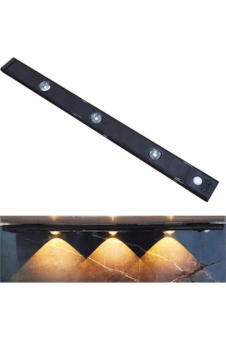 Upway Sensörlü 40 Cm 3 Lü Led Lamba 3 Renkli Ayarlanabilir Tezgah Merdiven Dolap Aydınlatma Siyah