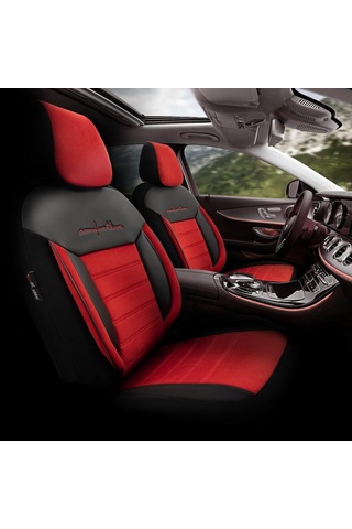 Comfortline Design Tay Tüyü Süet Oto Koltuk Kılıfı Ekstra Destekli Tam Set Premium Kırmızı