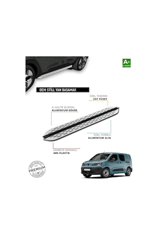 Peugeot Partner Uzun Şase Uyumlu 2019 2020 2021 2022 2023 2024 2025 2026 2027 Araca Özel Yan Basamak