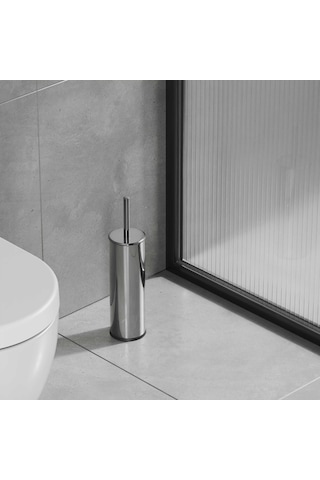Aqua Bagno Basic Klozet Ve Tuvalet Fırçası, Parlak Krom Paslanmaz krom