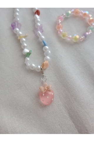 Pastel Tonlarda Telefon Charmı Ve Bileklik Seti