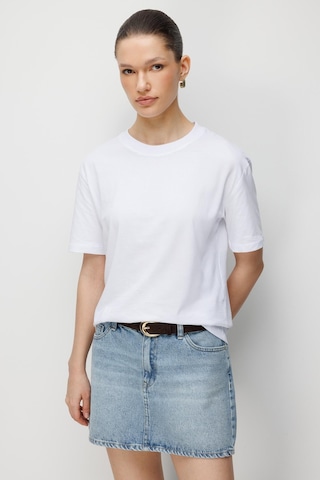 Mixray 48511 Kadın Oversize Basic %100 Pamuk 2 Li T-shirt Kahve Beyaz Kahverengi - Beyaz